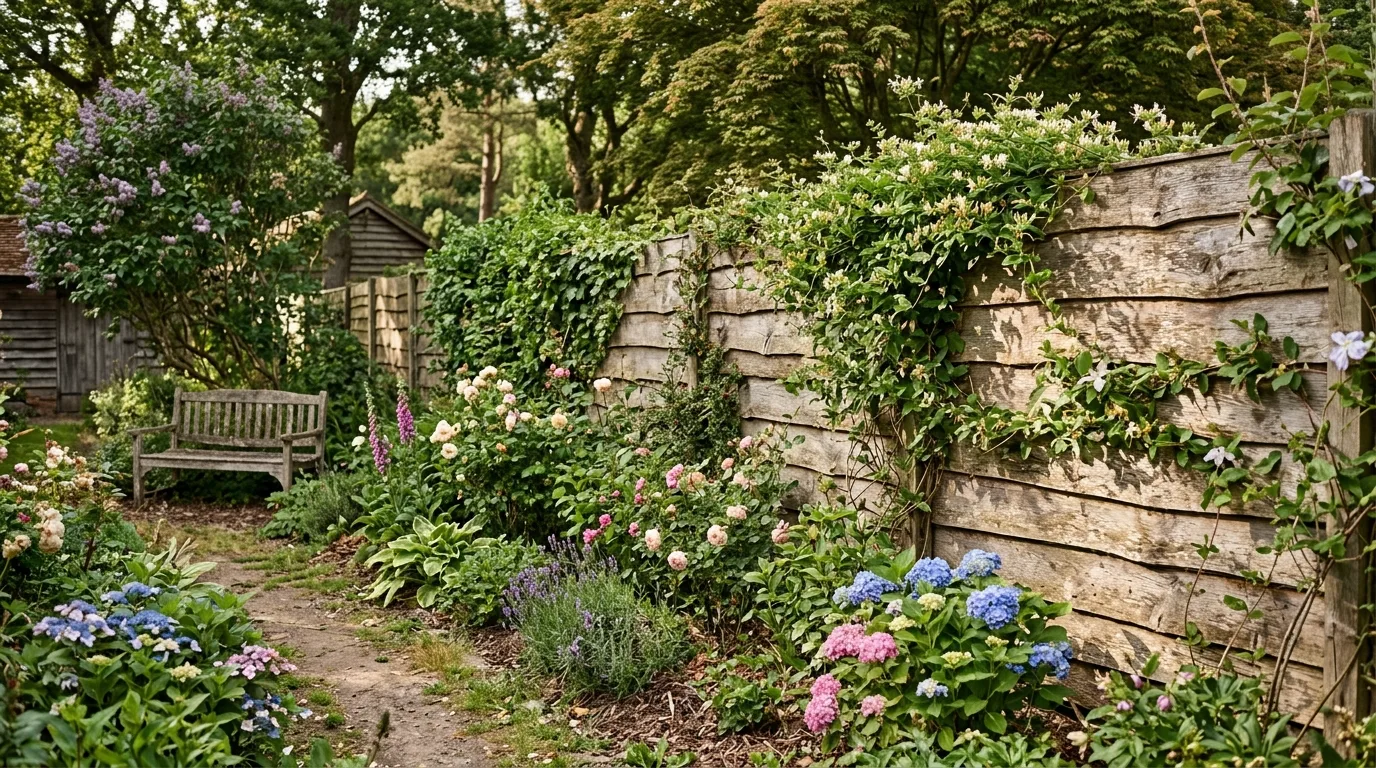 Weathered Wooden Fence With Vines